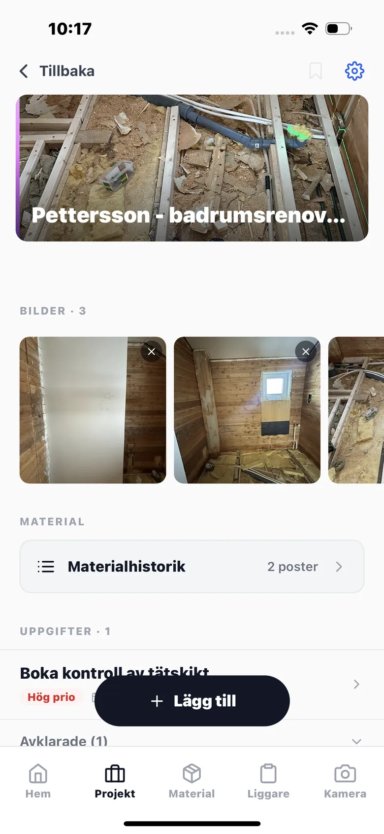 Projektdetalj i Tida med bilder, material och uppgifter